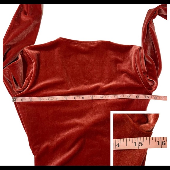 Madewell Velvet Faux Wrap Bodysuit - Burnished Rust - XS - Picture 2 of 11